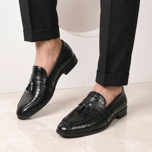 Kavsun Men Tassels Loafer Black