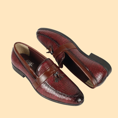Kavsun Men Tassels Loafer Cherry
