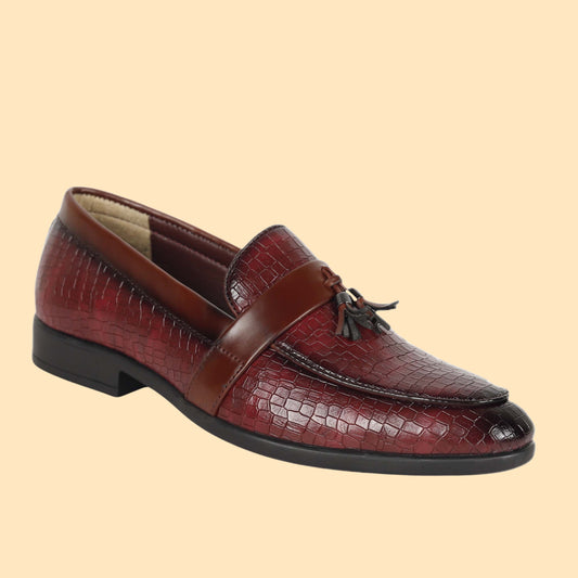 Kavsun Men Tassels Loafer Cherry