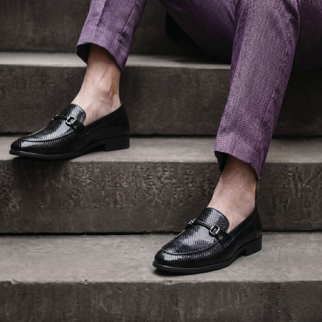 Kavsun Men Patent Loafer Black