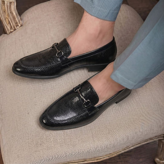 Kavsun Men Patent Loafer Black