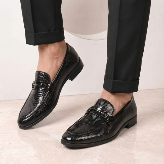 Kavsun Men Patent Loafer Black