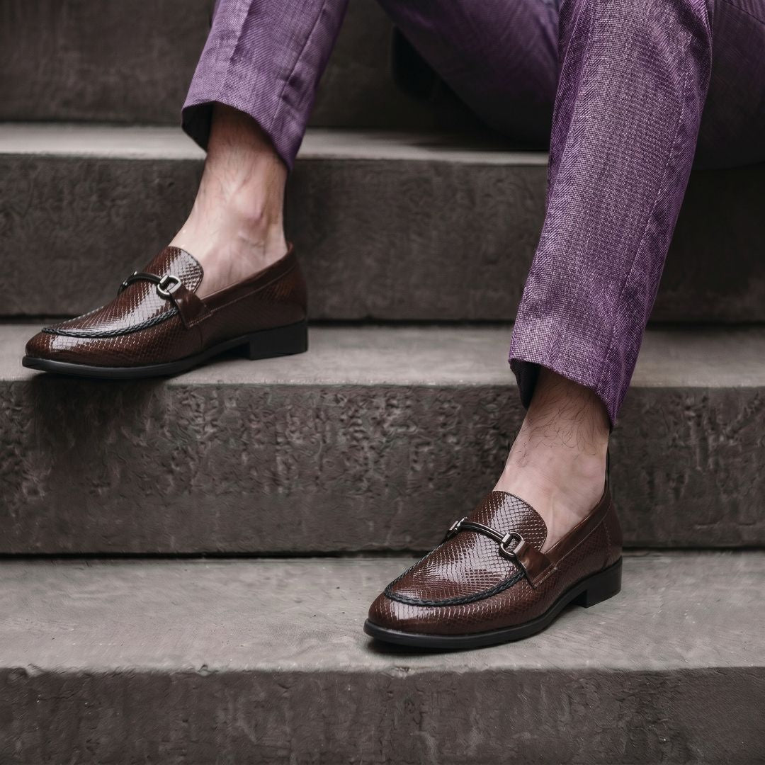 Kavsun Men Patent Loafer Brown