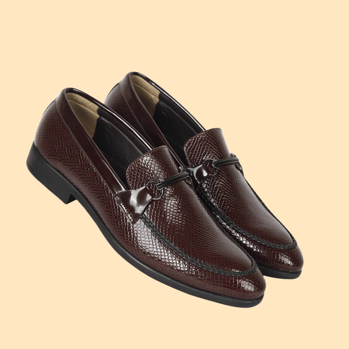 Kavsun Men Patent Loafer Brown