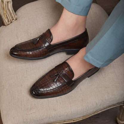 Kavsun Men Tassels Loafer Brown