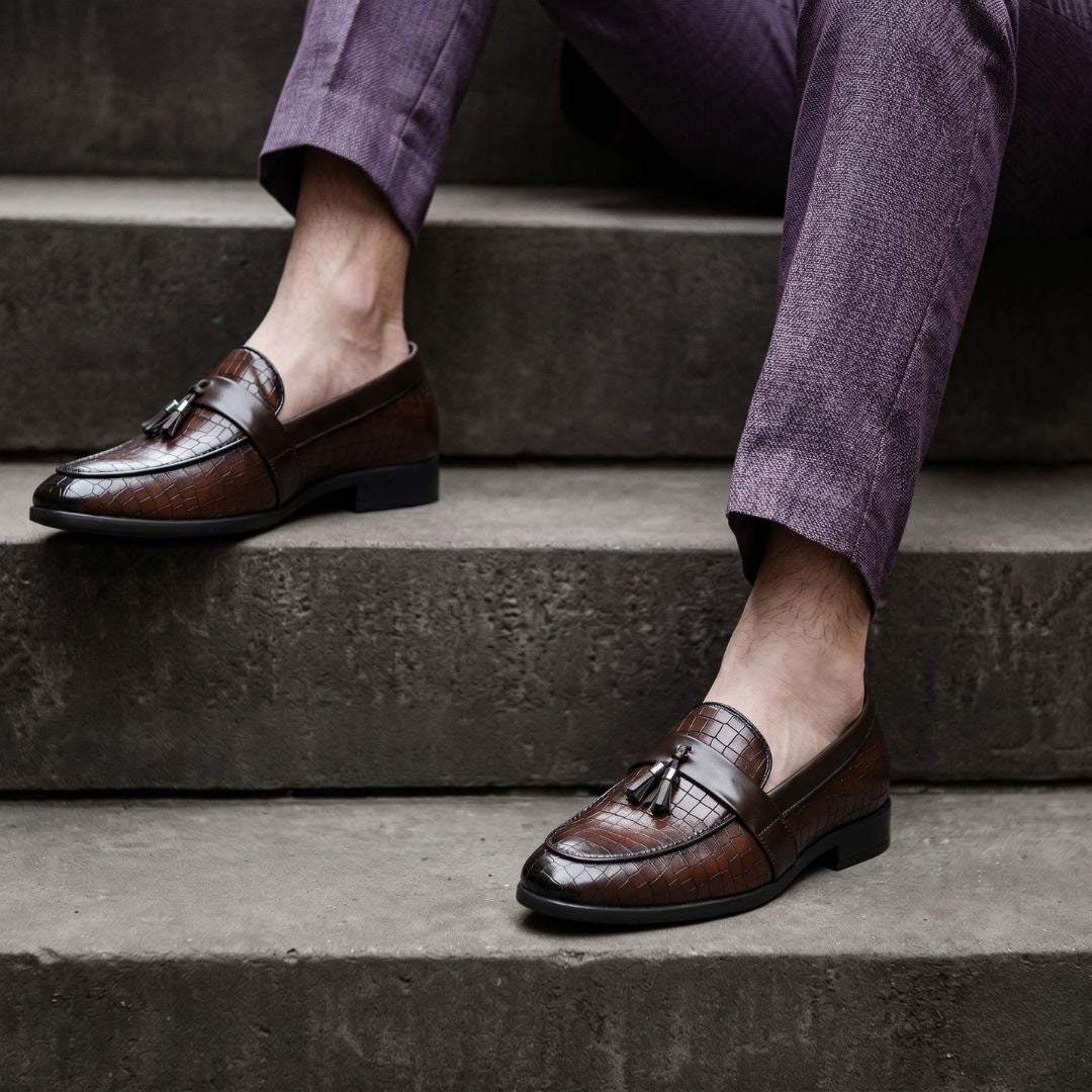 Kavsun Men Tassels Loafer Brown