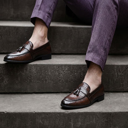 Kavsun Men Tassels Loafer Brown