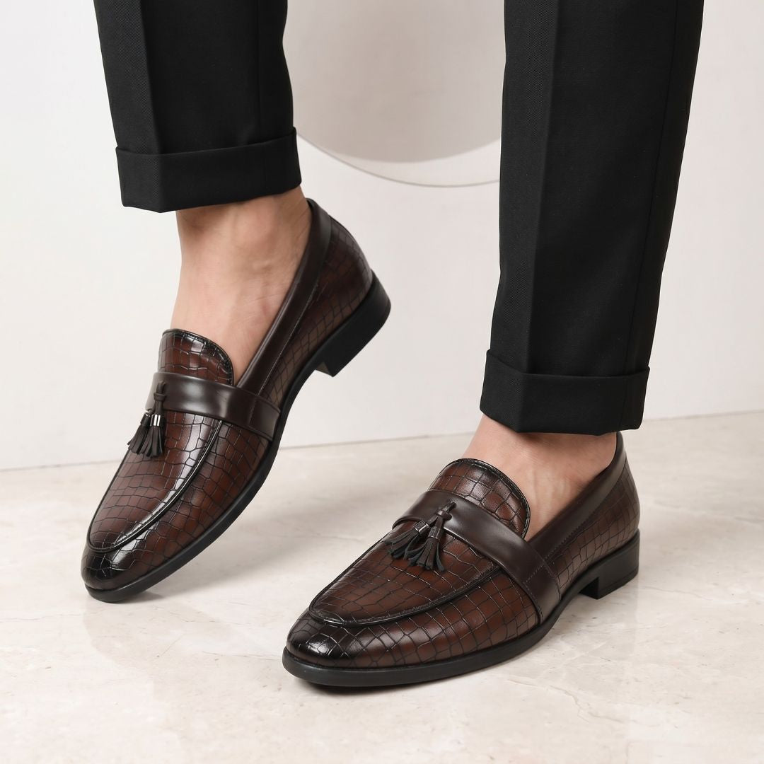 Kavsun Men Tassels Loafer Brown