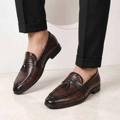 Kavsun Men Tassels Loafer Brown